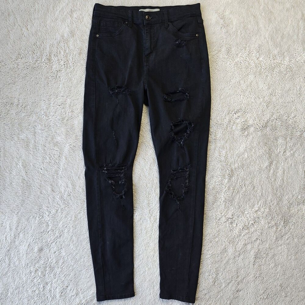 Topshop Moto Jamie Ripped Jeans Women's 30x30 Black Skinny Destructed Alt Goth
